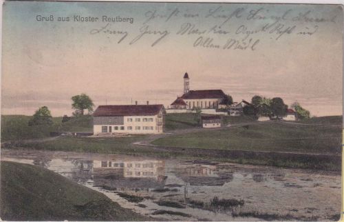Bayern - Sachsenkam Kloster Reutberg farb. AK gelaufen 1912
