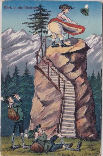 Bayern - Blick in die Hinterriss farb. Juxkarte ungelaufen ca. 1910