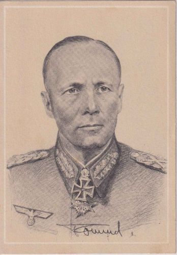 DR - Generalfeldmarschal Erwin Rommel sw-Portraitkarte ungelufen ca. 1943