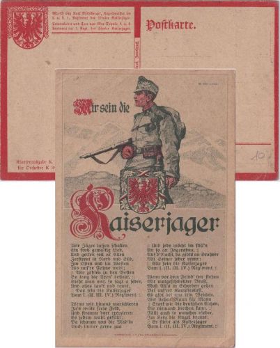 Österreich - Kaiserjäger Liedkarte ca. 1915 ungelaufen
