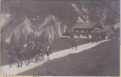 Bayern - Vorderriss Forsthaus Kutsche Prinzregent + Ludwig III. Foto-AK ca. 1910