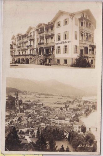 Bayern - Bad Tölz Kurhotel Madlener sw-Mehrbild-AK gelaufen/Neujahrsgruß 1930