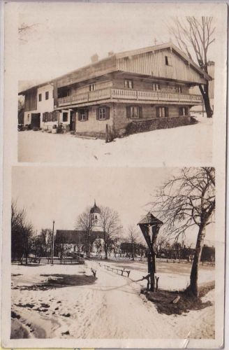 Bayern - Gaissach Bauernhaus Kirche Mehrbild-Foto-AK gelaufen 1932