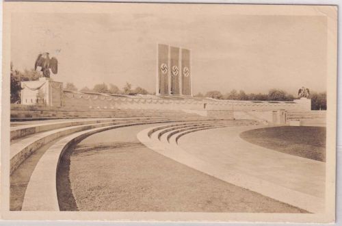 DR - Nürnberg Ehrentribüne Luitpoldarena sw-AK gelaufen 1940