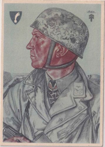 DR - Hauptmann Delica (Fallschirmjäger) farb. VDA-Spenden-AK (Willrich) 1941