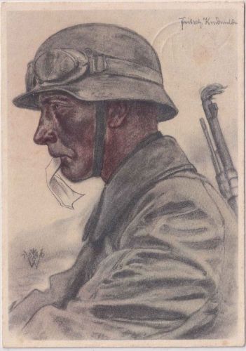 DR - Kradmelder farb. VDA-Spenden-AK (Willrich) gelaufen Oberlind 1941