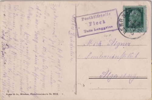 Bayern - Fleck T. Lenggries Posthilfsstelle-Ra3 karte n. Algasing 1913