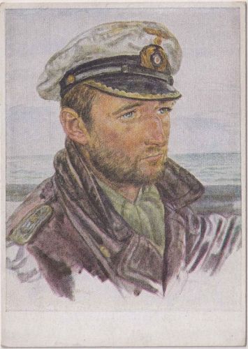 DR - Kapitänleutnant Frauenheim farb. Portrait-AK (VDA) ungelaufen 1941