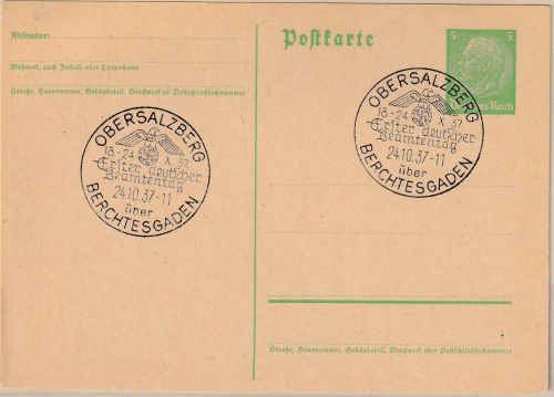 DR - Obersalzberg ü. Berchtesgaden 1. Dt. Beamtentag SST a. Ganzsache