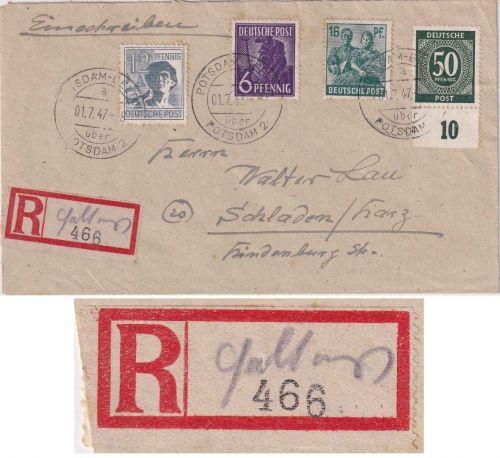 All.Bes. - Potsdam-Geltow ü. Potsdam 2 Poststelle I Einschreibebrief 1.7.47