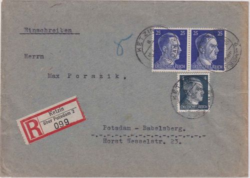 DR - Ketzin ü. Potsdam 2 Poststelle I Einschreibebrief n. Babelsberg 1942