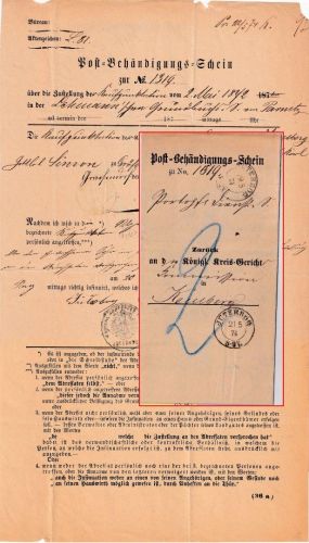 DR - Jüterbog 19.5.74 K2 Postbehändigungsschein n. Kemberg - mit Inhalt