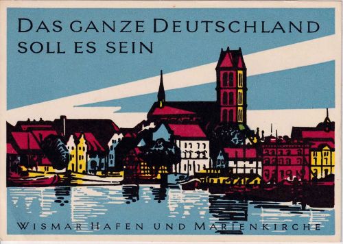 Mecklenburg-Vorpommern - Wismar Hafen farb. AK "Westpropaganda" ca. 1960