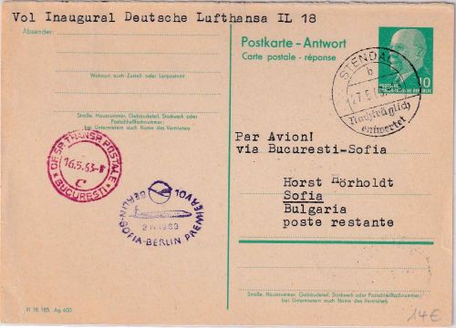 DDR - Stendal nachträglich entwertet 1963 Erstflugkarte DDR-Lufthansa