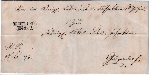 Bayern - Postablage Michelfeld L2 Dienstbrief n. Gunzendorf 1872 mit Inhalt