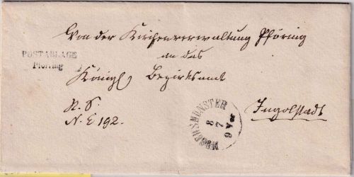 Bayern - Postablage Pförring L2 Dienstbrief ü. Münchsmünster n. Ingolstadt