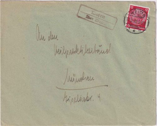 DR - Mosen ü. Weida Landpost-Ra2 Brief n. München 1936