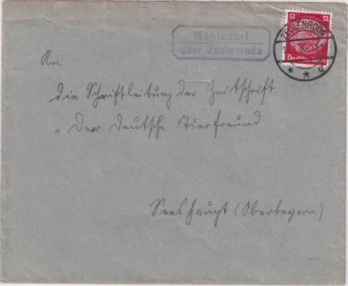 DR - Wöhlsdorf ü. Zeulenroda Landpost-Ra2 Brief n. Seeshaupt 1936