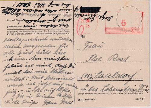 SBZ - Gera 29.8.45 6 Pfg. aptierter PFS/Barfreimachung Karte n. Saaldorf
