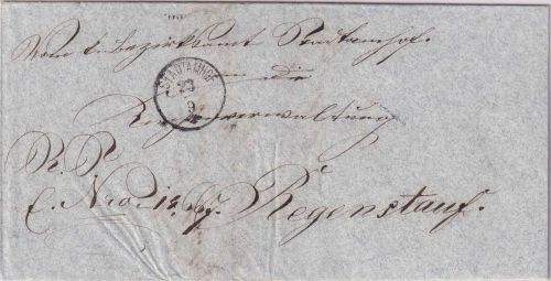 Bayern - Stadtamhof 23/9 Zier-K1 Dienstbrief n. Regenstauf 1869