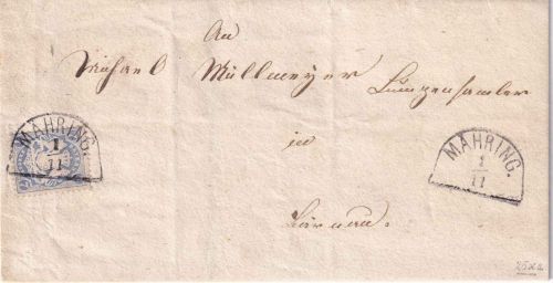 Bayern - 7 Kr. Wappen gez. Wz X Brief HKS Mähring 1/11 - Bärnau gepr. Pfenninger
