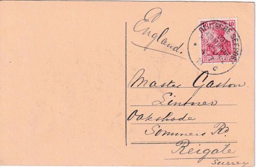DR - Dt. Seepost Ost-Asiatische-Hauptlinie Ub c AK Neapel n. ENGLAND 4.7.10