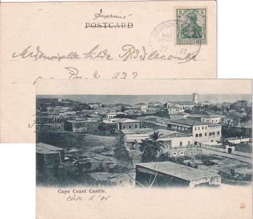 DR - Deutsche Seepost Linie Hamburg Westafrika AK Cape Coast Castle 1907