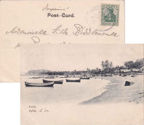 DR - Deutsche Seepost Linie Hamburg Westafrika AK Axim (Goldküste) 1907