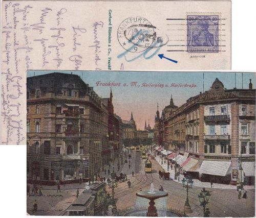 DR - 20 Pfg. Germania Karte Frankfurt 1/M. - Stuttgart 7.5.20 Nachporto