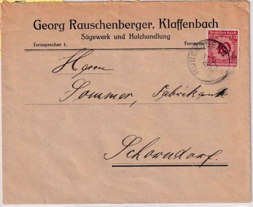 DR - 10 Pfg. Korbdeckel Firmenbrief/ERSTTAG ! Rudersberg - Schorndorf 1.12.23