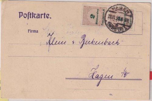 DR-Infla - 2x2 Mrd. Korbdeckel dst. Ortskarte Hagen 23.11.23