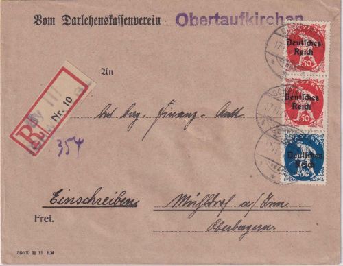 DR-Infla - 80+2x50 Pfg By-Abschied/DR Einschreibebrief Schwindegg 17.11.21