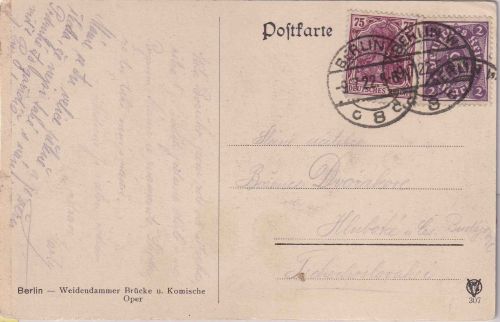 DR-Infla - 2 M. Posthorn u.a. Karte/Sondertarif n. CZ Berlin - Hlubotka 9.7.22