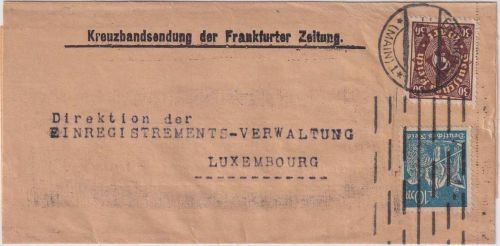 DR-Infla - 30 M. Posthorn u.a. Streifband n. LUXEMBURG Frankfurt a/M 3.5.23