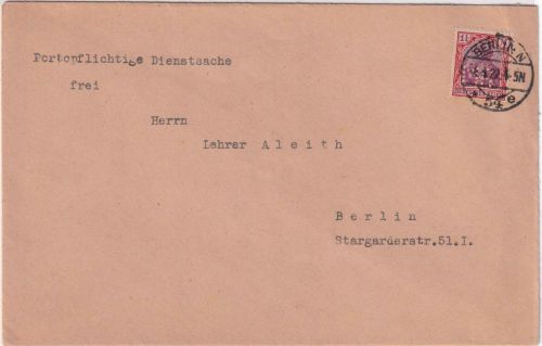 DR - 1 1/4 M. Germania Perfin "MB" Ortsbrief Berlin N54 - 4.4.22