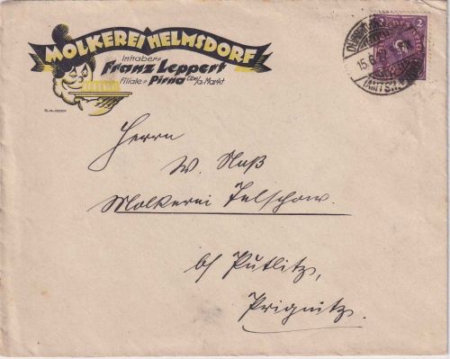 DR-Infla - 2 M. Posthorn illustr. Firmenbrief Dürrröhrsdorf - Putlitz 15.6.22