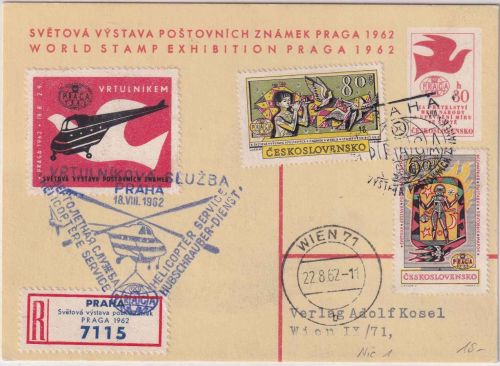 CSSR - 30 H. Sonderganzsache Praga + Zusatz Einschreibekarte/Helikopterpost