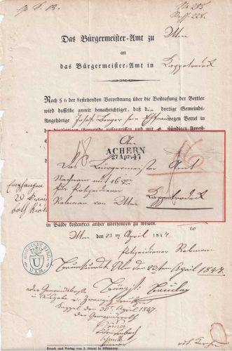 Baden - Achern 27 Apr. 47 L2 Nachnahmebrief Ulm - Kappelrodeck - Inhalt !!