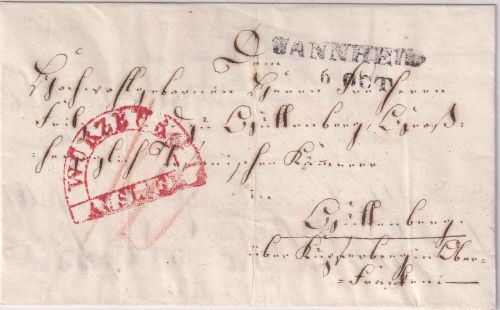 Baden/Bayern - Mannheim 6. OCT (1843) L2 Auslagenbrief n. Guttenberg
