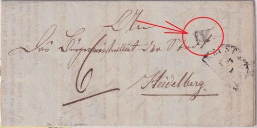 Baden/Bayern - Neustadt a.d.H. 28/1(1852) +bad. Bahnpost-Kursstpl. IV Portobrief