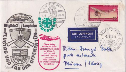 BRD - Laupheim 1978 Helikopterpost Sikorsky Ableitungspost SCHWEIZ