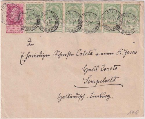 Belgien - 6x5 C. Wappen u.a. Brief n. HOLLAND St. Josse ten Noode 1901