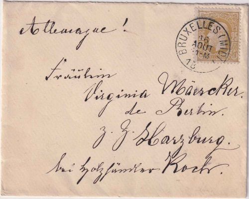 Belgien - 25 C. Leopold II. Brief Brüssel - Harzburg ca. 1870