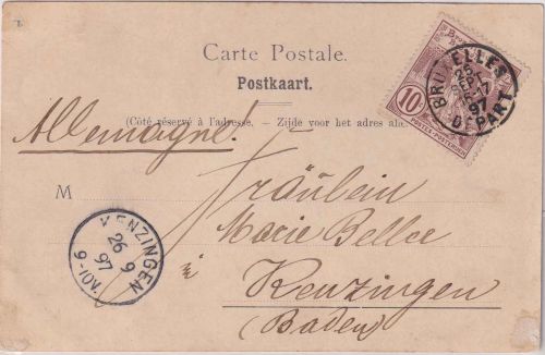 Belgien - 10 C. Int. Ausstellung Karte Brüssel - Kenzingen 1897