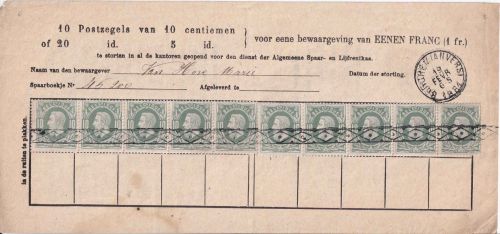 Belgien - 2x5er-Str. 10 C. Leopold II. Einzahlungsquittung Spar- u. Rentenfonds