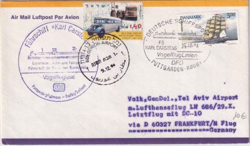 Dänemark - Deutsche Schiffspost Puttgarden Rodby Fährschiff Karl Carsten 1994