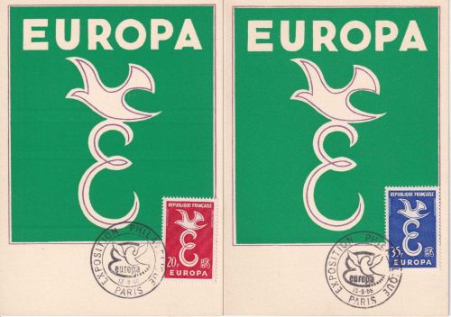 Frankreich - 20+35 Fr. Europa Maximumkarten ESST Paris 13.9.58