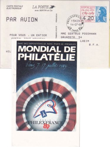 Frankreich - 4,20 Fr. Philexfrance 1989 Sonder-Ganzsache SST Paris
