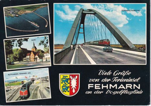 Schleswig-Holstein - Fehmarn farb. Mehrbild-AK (u.a. Brücke, TEE, etc.) 1971