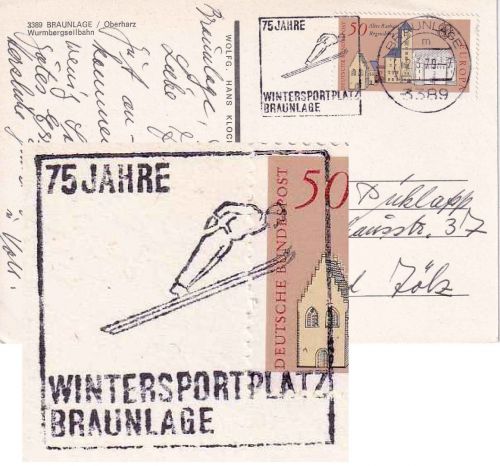 BRD - 3389 Braunlage 75 J. Wintersportplatz Masch.werbestpl. Karte n. Tölz 1979